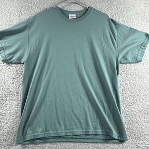 VINTAGE Blank Tee Green Hanes Heavyweight 50/50‎ Adult Large Paper Thin